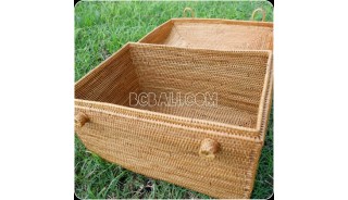 ethnic cosmetic box handmade from rattan ata grass hand woven